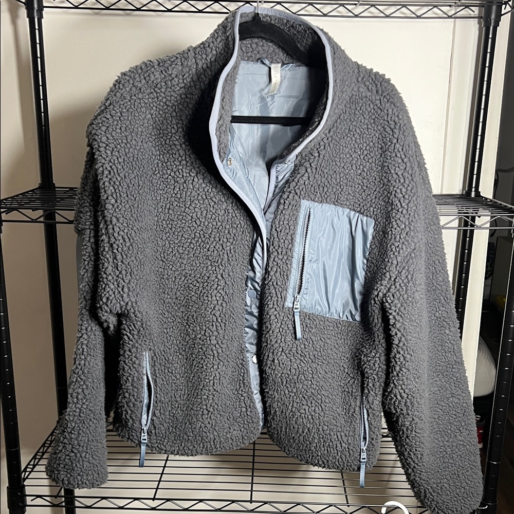 Fabletics Sherpa Fleece Jacket with Blue Accents